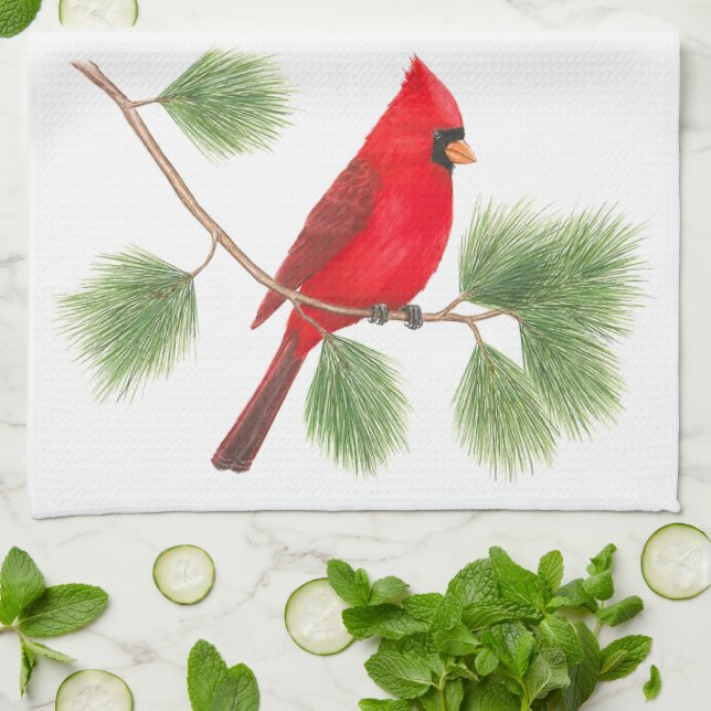 Northern Cardinal Kitchen Towel (Folded)