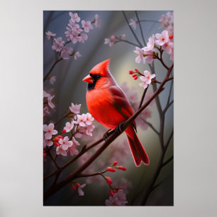 Northern Cardinal Ohio Red Bird Poster