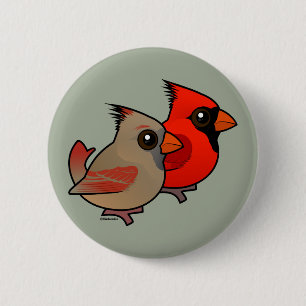 Northern Cardinal Pair 6 Cm Round Badge