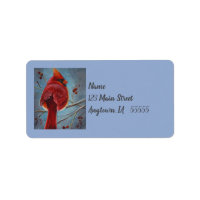 Northern Cardinal Red Bird Berries Watercolor Art