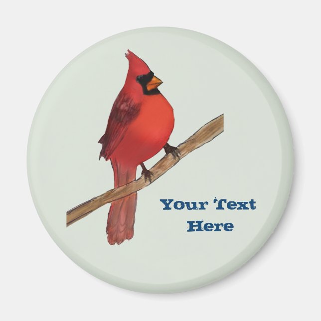 Northern Cardinal Red Bird Magnet (Front)