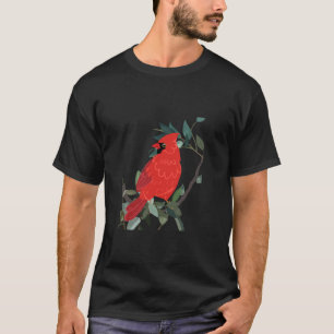 Northern cardinal Red bird on tree branch Long Sle T-Shirt