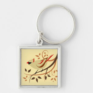 Northern Cardinal Songbird Key Ring