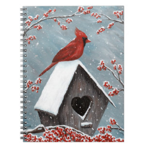 Northern Cardinal Winter Snow Spiral Notebook