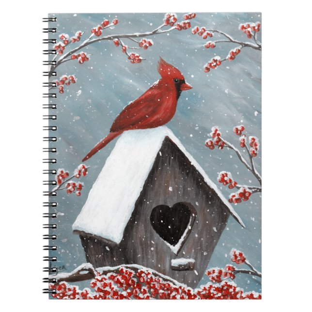 Northern Cardinal Winter Snow Spiral Notebook (Front)