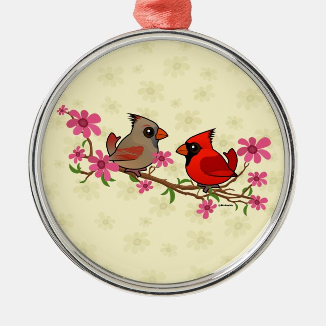 Northern Cardinals on Blossom Branch Metal Tree Decoration (Front)