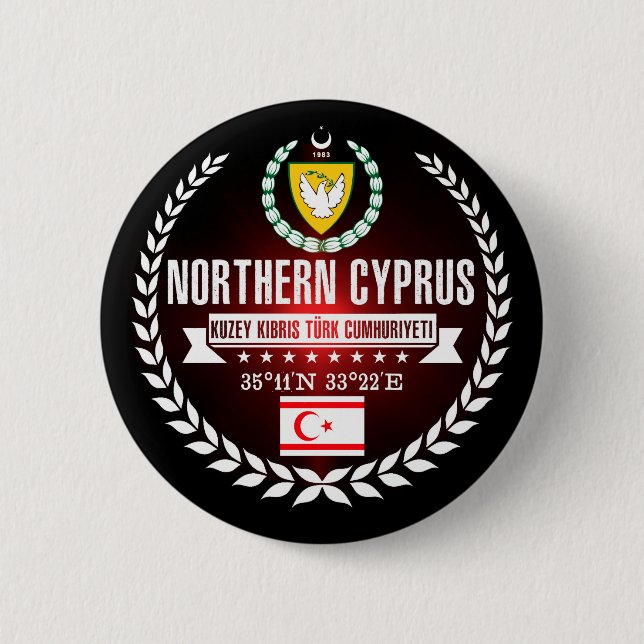 Northern Cyprus 6 Cm Round Badge (Front)