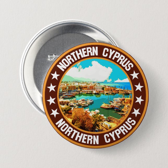 Northern Cyprus                                    7.5 Cm Round Badge (Front & Back)