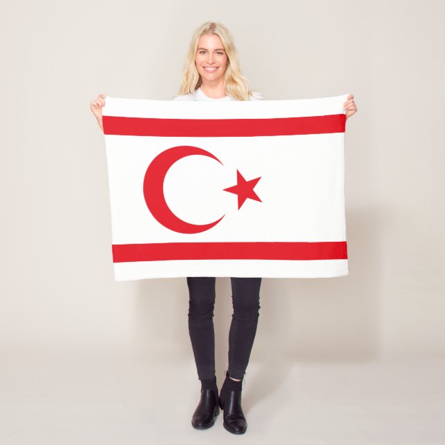 Northern Cyprus Flag Fleece Blanket (In Situ)