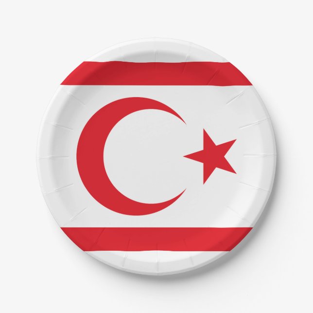 Northern Cyprus Flag Paper Plate (Front)