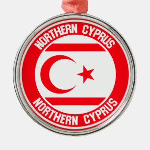 Northern Cyprus Round Emblem Metal Tree Decoration