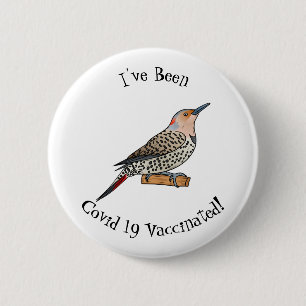 Northern flicker bird cartoon illustration 6 cm round badge
