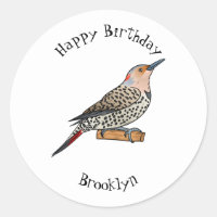 Northern flicker bird cartoon illustration