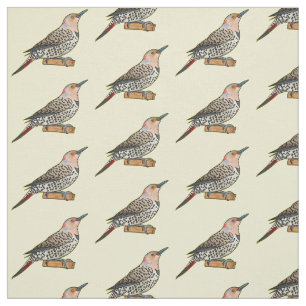 Northern flicker bird cartoon illustration fabric