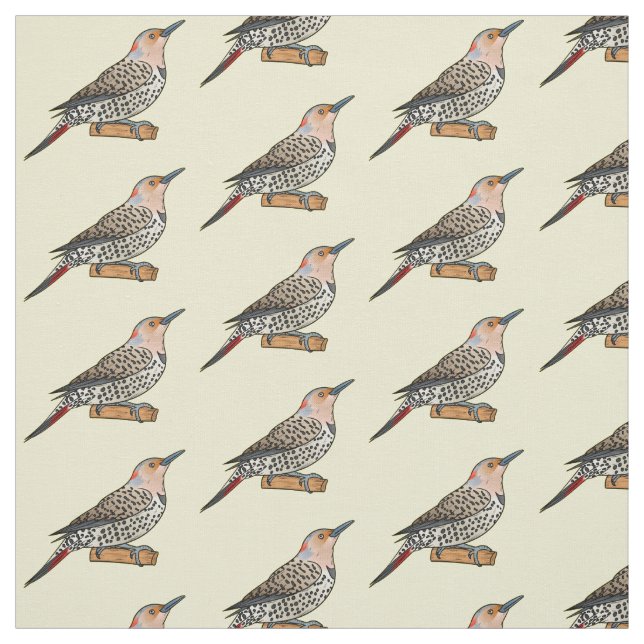 Northern flicker bird cartoon illustration fabric (Swatch)