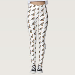 Northern flicker bird cartoon illustration leggings