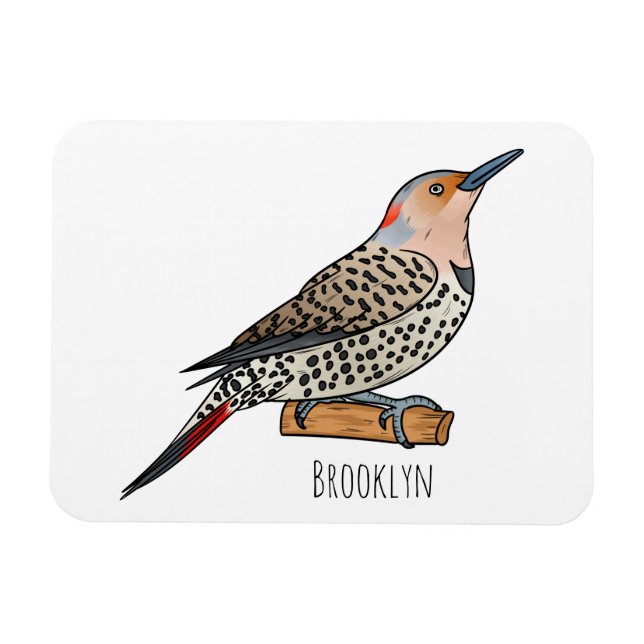 Northern flicker bird cartoon illustration magnet (Horizontal)