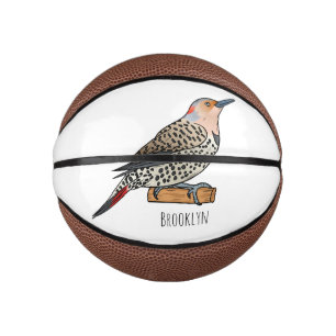 Northern flicker bird cartoon illustration mini basketball
