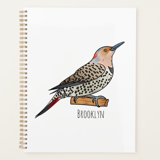 Northern flicker bird cartoon illustration  planner (Front)