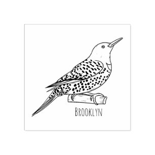 Northern flicker bird cartoon illustration rubber stamp