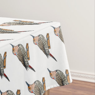 Northern flicker bird cartoon illustration tablecloth