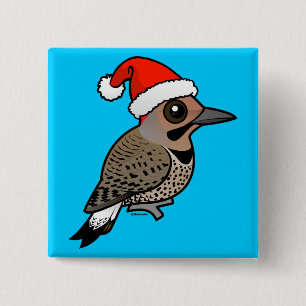 Northern Flicker Santa Claus (yellow shafted) 15 Cm Square Badge