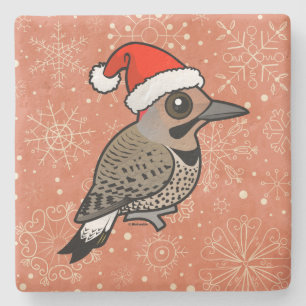 Northern Flicker Santa Claus (yellow shafted) Stone Coaster