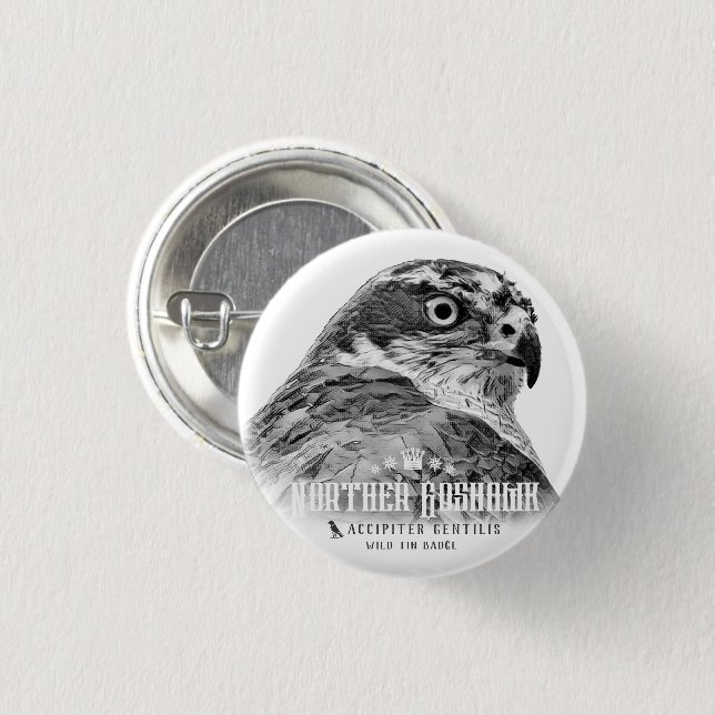 Northern Goshawk 3 Cm Round Badge (Front & Back)