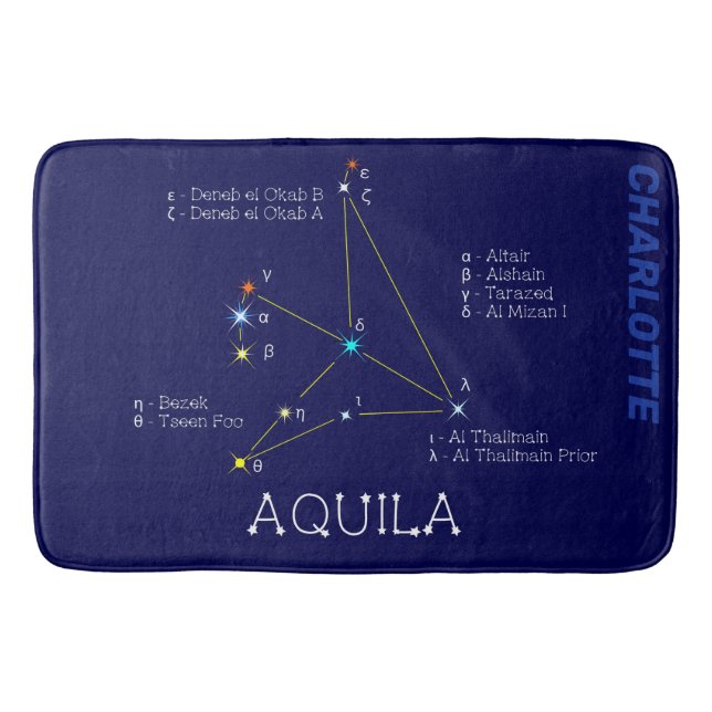 Northern Hemisphere Constellation Aquila Bath Mat (Front)