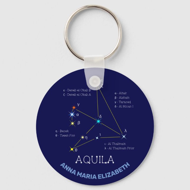 Northern Hemisphere Constellation Aquila Key Ring (Front)