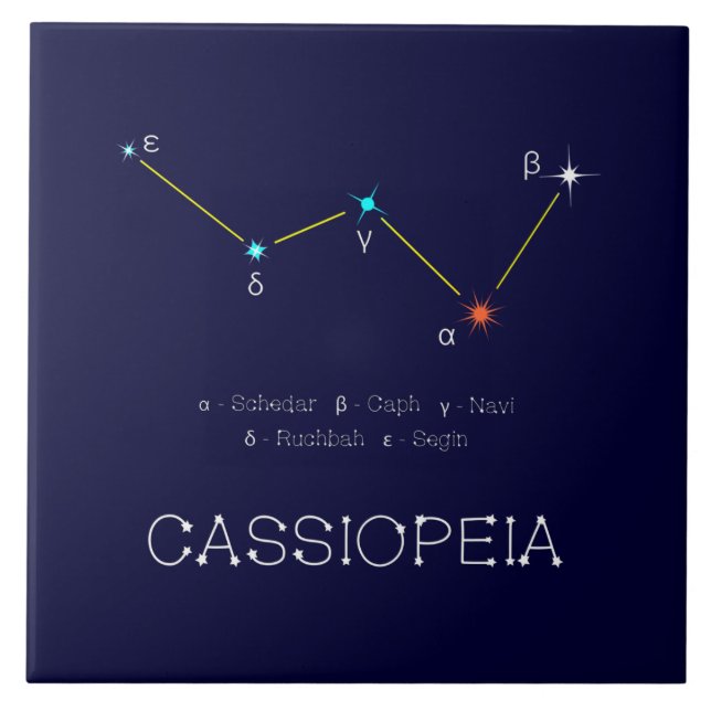 Northern Hemisphere Constellation Cassioipeia Tile (Front)