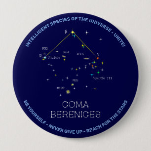 Northern Hemisphere Constellation Coma Berenices 10 Cm Round Badge
