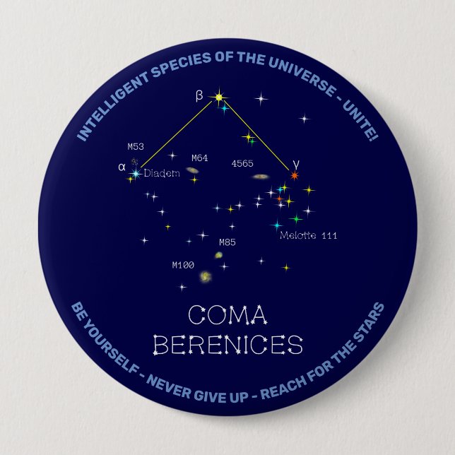 Northern Hemisphere Constellation Coma Berenices 10 Cm Round Badge (Front)