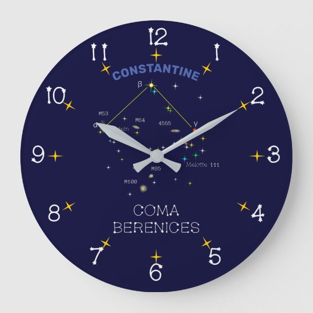 Northern Hemisphere Constellation Coma Berenices Large Clock (Front)