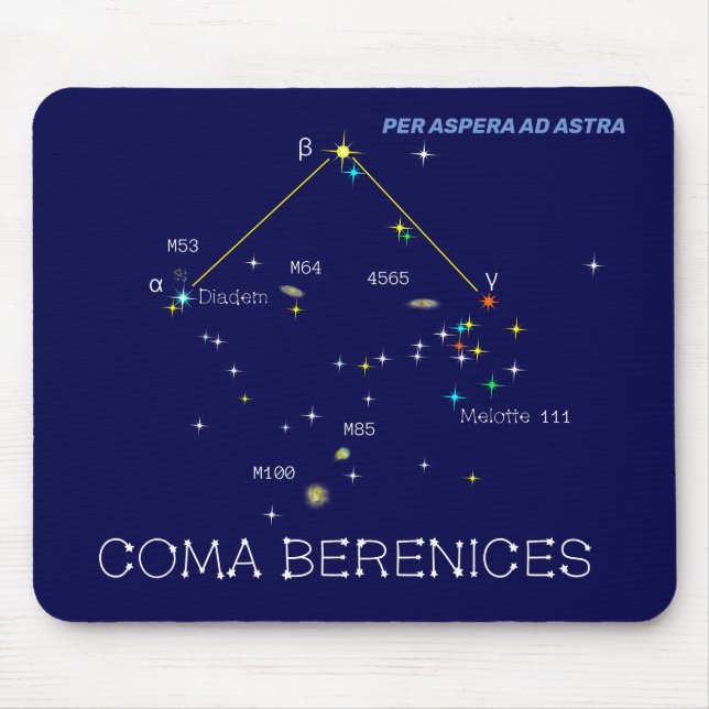 Northern Hemisphere Constellation Coma Berenices Mouse Pad (Front)