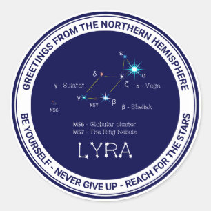 Northern Hemisphere Constellation Lyra Classic Round Sticker