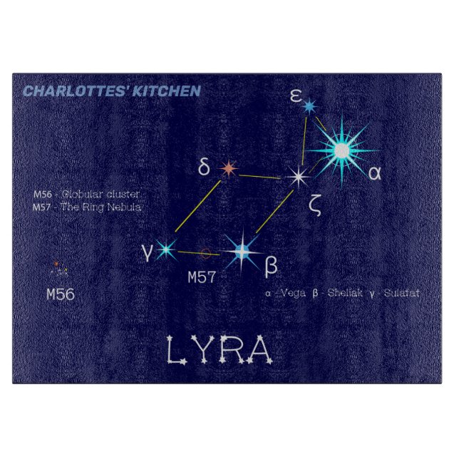 Northern Hemisphere Constellation Lyra Cutting Board (Front)
