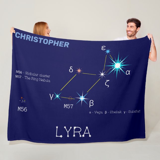 Northern Hemisphere Constellation Lyra Fleece Blanket (In Situ)