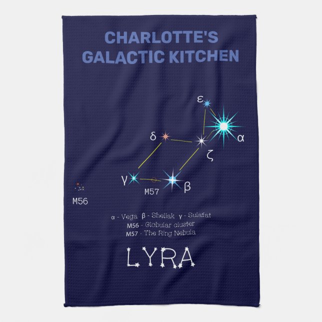 Northern Hemisphere Constellation Lyra Tea Towel (Vertical)