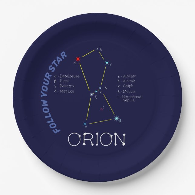 Northern Hemisphere Constellation Orion Paper Plate (Front)