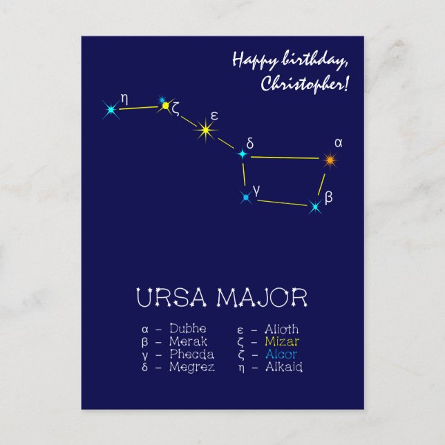 Northern Hemisphere Constellation Ursa Major Postcard (Front)
