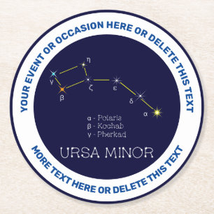 Northern Hemisphere Constellation Ursa Minor Round Paper Coaster