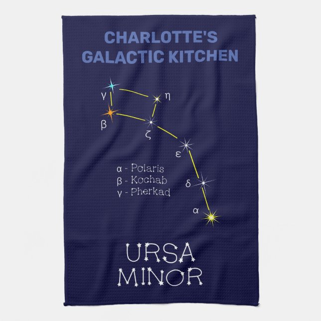 Northern Hemisphere Constellation Ursa Minor Tea Towel (Vertical)