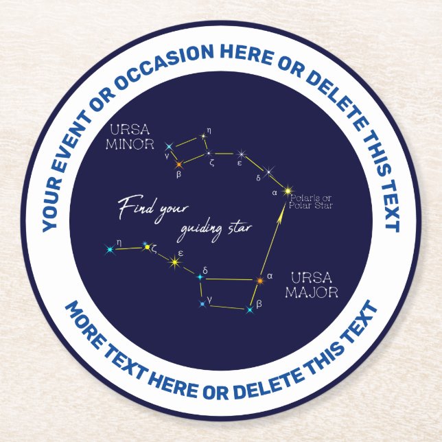 Northern Hemisphere Finding Polaris Star Round Paper Coaster (Front)