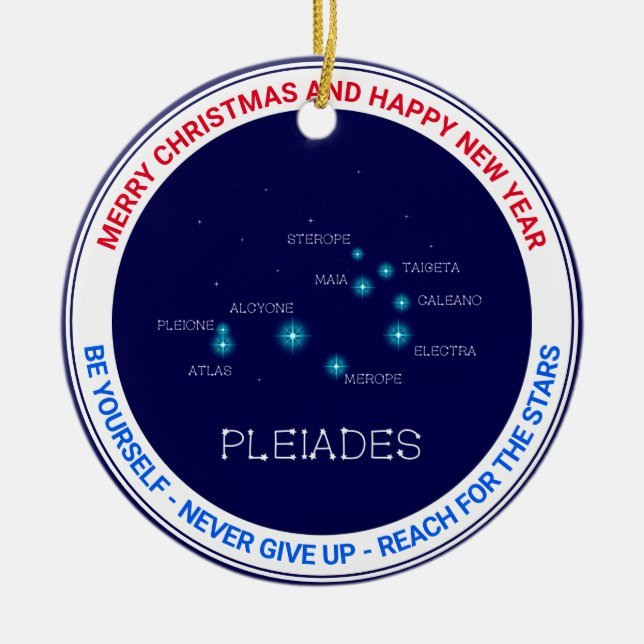 Northern Hemisphere Pleiades Star Formation Ceramic Tree Decoration (Front)