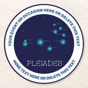 Northern Hemisphere Pleiades Star Formation Round  Paper Coaster