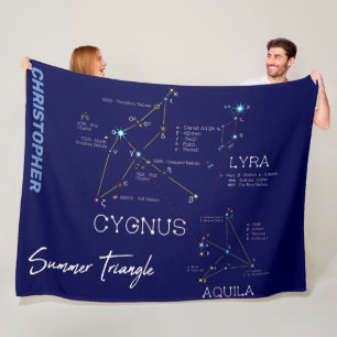 Northern Hemisphere Summer Triangle Stars Fleece Blanket