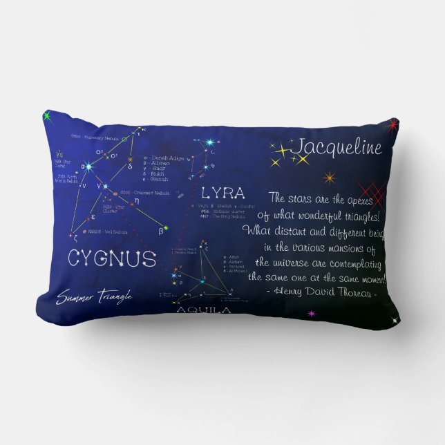 Northern Hemisphere Summer Triangle Stars Lumbar Cushion (Front)