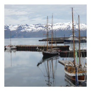 Northern Iceland Harbour Tall Ship Reflections  Photo Print