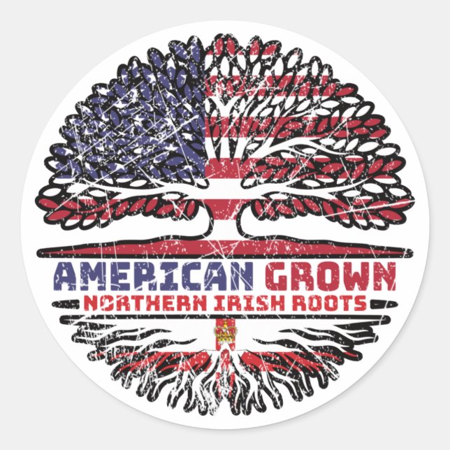 Northern Ireland Irish Ulster US American USA Classic Round Sticker (Front)